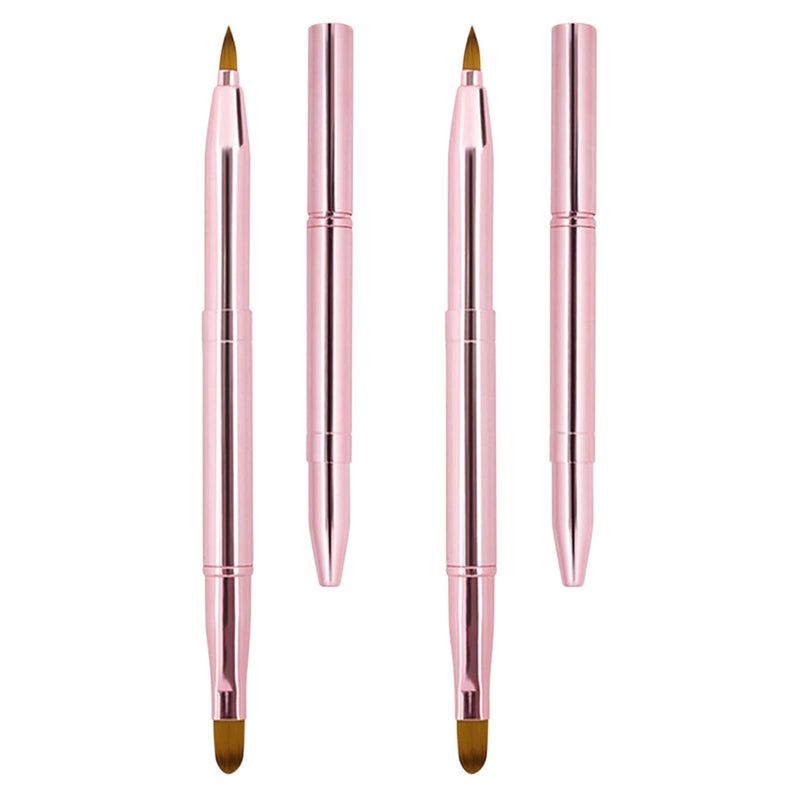Unaone [2 Pack] Lip Brush for Lipstick, Retractable Lip Brushes, Dual-ended Makeup Brush for Lipstick Lip Gloss, Include Lid - Image 1